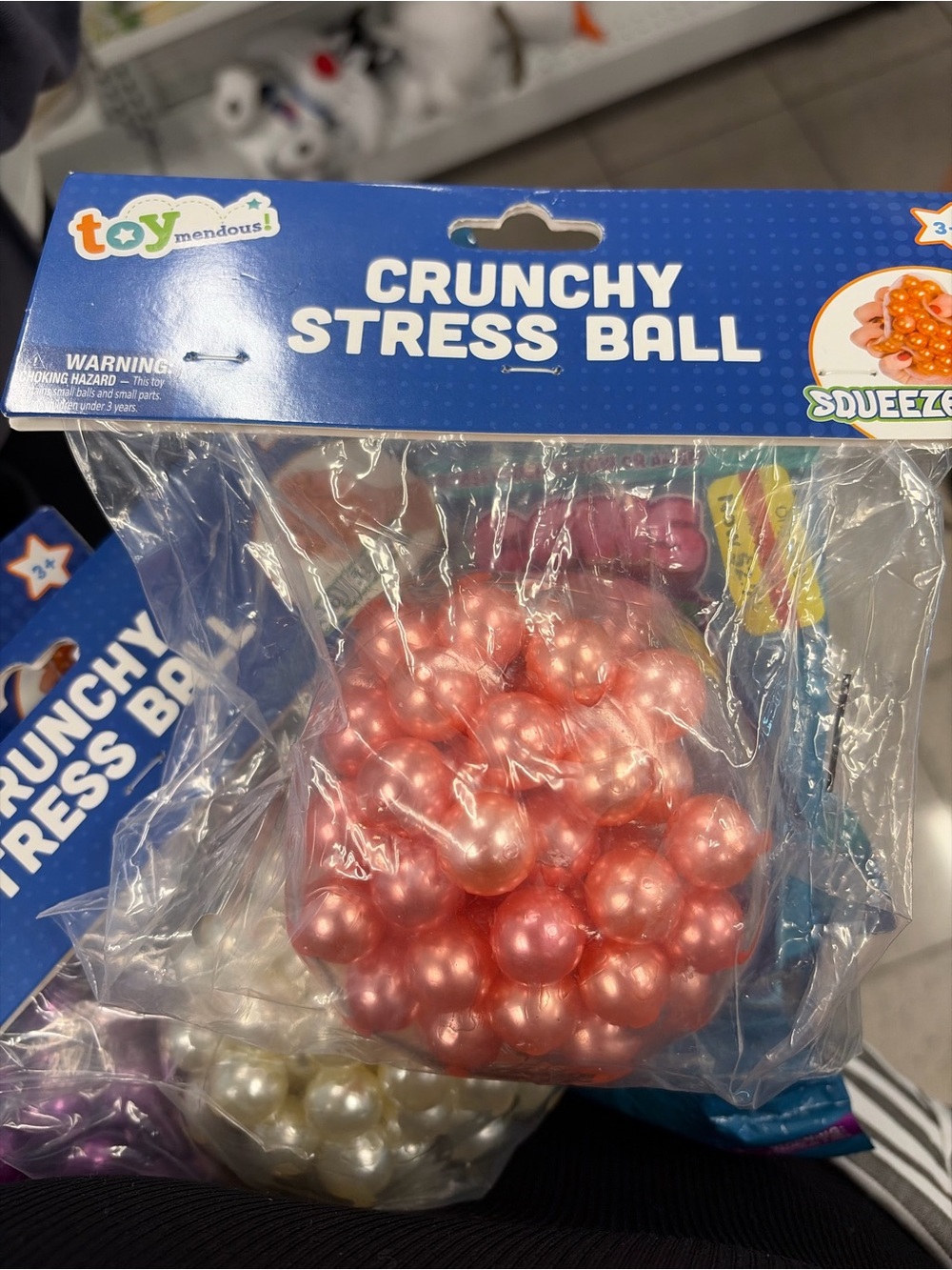 Crunchy Stress Ball Squeeze Toy - Pink Pearlescent
